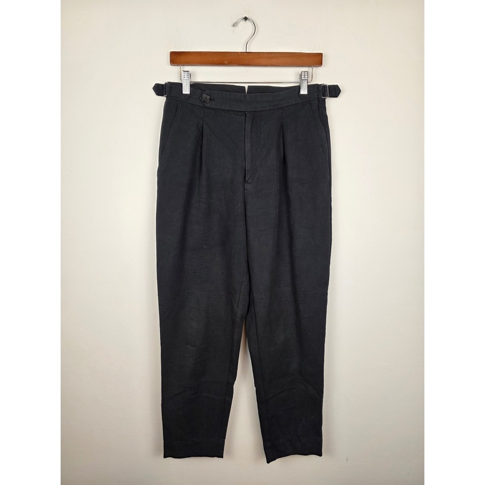 Apiece Apart Black Pleated‎ Barrel Leg Trousers High Waist Side Tab Pants Size 8
